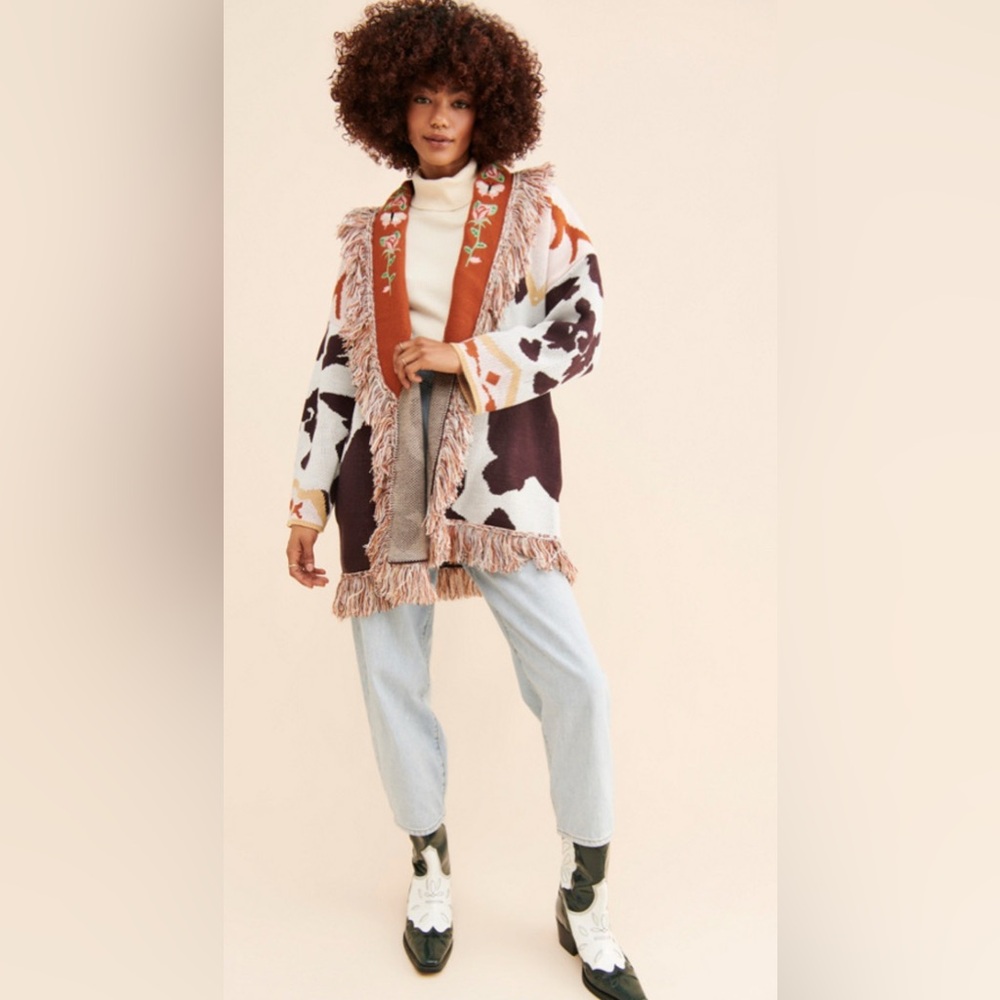 Anthropologie Elliot Fringe Cardigan, MED - Picture 2 of 11